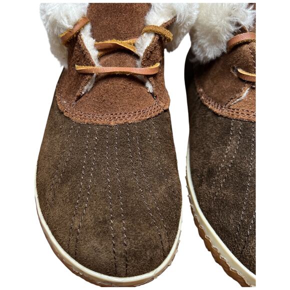 SPERRY Elayna Women 8 Duck Boot Brown Suede Leather Faux Fur Bootie Slipper Shoe - Picture 9 of 14